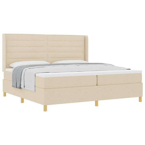 vidaXL Boxspringbett mit Matratze Creme 200 x 200 cm Stoff