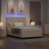 vidaXL Boxspringbett mit Matratze mit LED Creme 140 x 190 cm Stoff