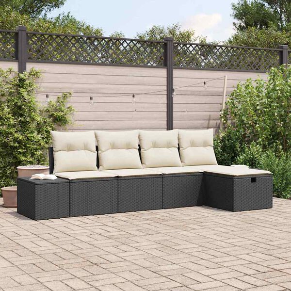 vidaXL Gartensofa-set mit Kissen 5 pcs Poly-Rattan