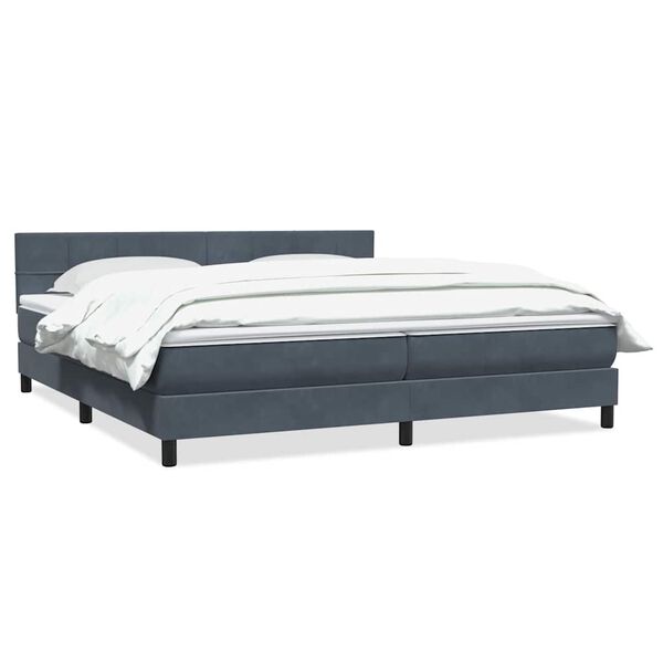 vidaXL Boxspringbett mit Matratze Dunkelgrau 200x210 cm Samt