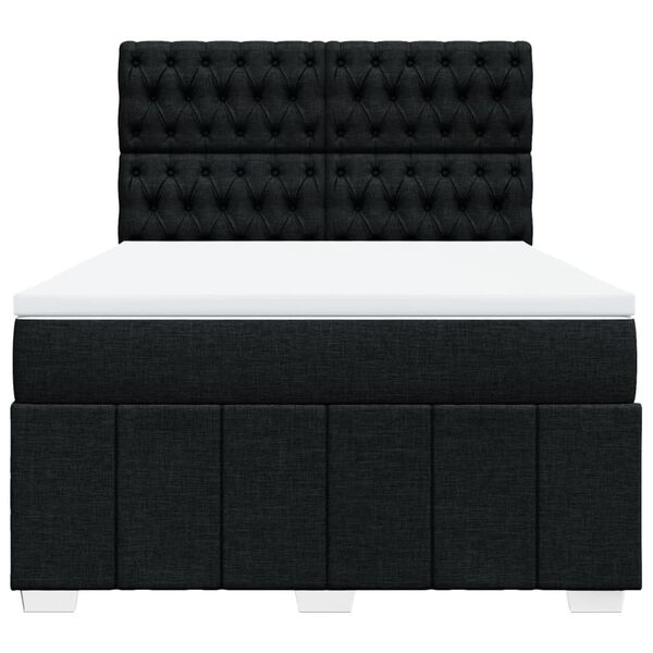 vidaXL Boxspringbett mit Matratze Schwarz 160x200 cm Stoff