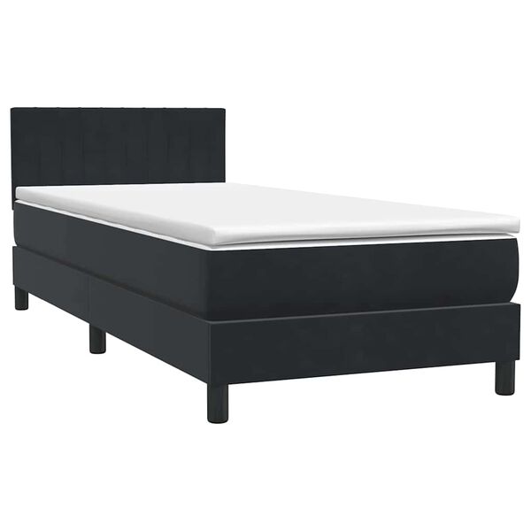 vidaXL Boxspringbett mit Matratze Schwarz 80x210 cm Samt