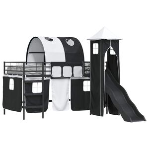 vidaXL Kinderloftbett Schwarz 79,5 x 200 cm Metall