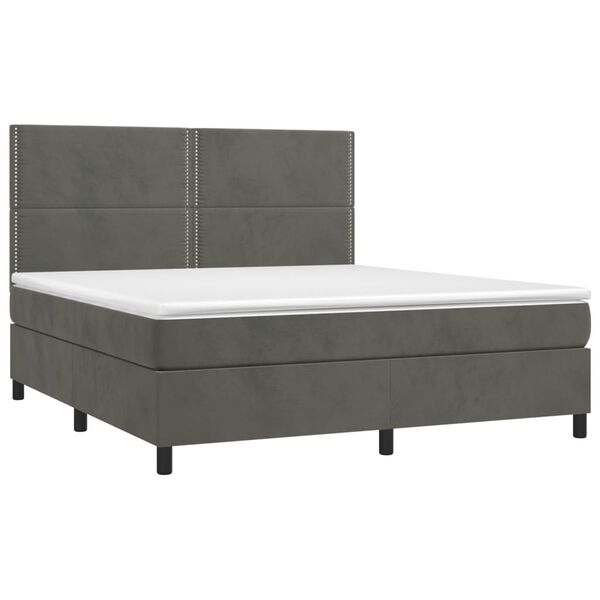 vidaXL Boxspringbett mit Matratze Dunkelgrau 160x200 cm Samt