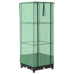 vidaXL Gartenplanter mit Gew&auml;chshausabdeckung und R&auml;dern Schwarz PP