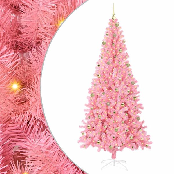 vidaXL Weihnachtsbaum mit 300 LEDs mit St&auml;nder Rosa 240 cm PVC