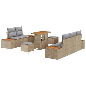 vidaXL Gartensofa-set 8 Stk. 7-Sitzanzahl Beige und Hellgrau