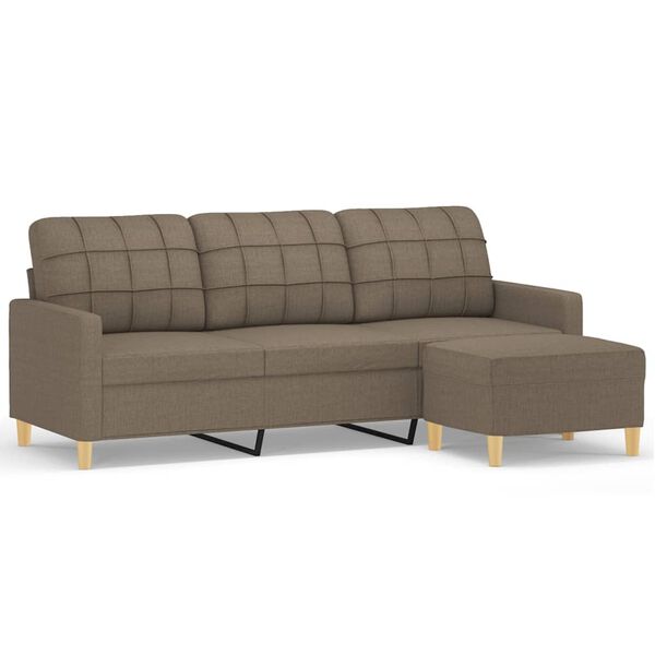 vidaXL 3-Sitzer-Sofa mit Hocker Taupe 180 cm Stoff