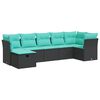 vidaXL 7-tlg. Garten-Sofagarnitur mit Kissen Schwarz Poly Rattan
