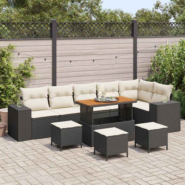vidaXL Garten-Sofa-Set 10 pcs Schwarz Poly-Rattan