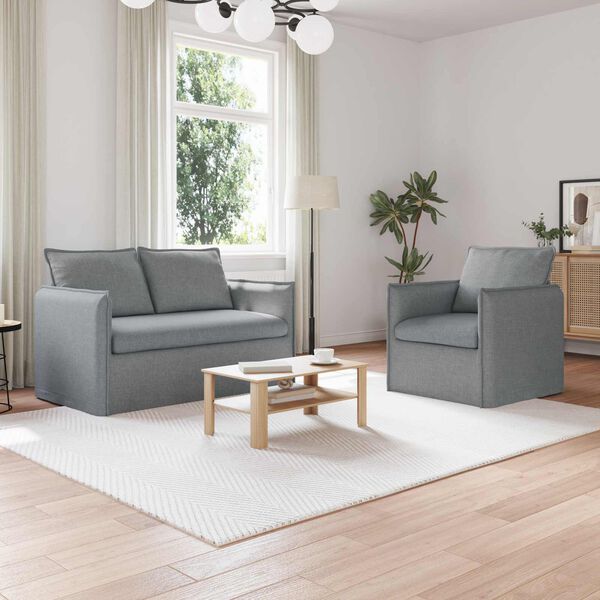 vidaXL Sofa Set 2 pcs Hellgrau 136 x 82 x 85 cm Stoff