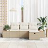 vidaXL Gartensofa-set mit Kissen mit Speicher 4 pcs Beige Poly-Rattan