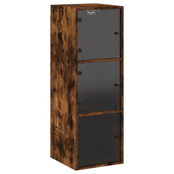 vidaXL Wandschrank mit Glast&uuml;ren R&auml;uchereiche 35x37x100 cm