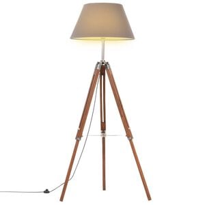 vidaXL Stativlampe Honigbraun und Grau Teak Massivholz 141 cm