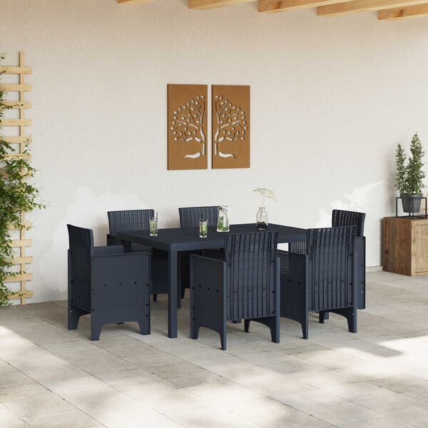 vidaXL Garten Essgruppe 7 pcs Anthrazit Polt Rattan