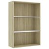 vidaXL B&uuml;cherregal 3 F&auml;cher Wei&szlig; Sonoma-Eiche 80x30x114 Holzwerkstoff
