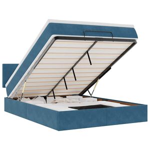 vidaXL Ottoman-Bett mit Matratze & LEDs Dunkelblau 140x200 cm Samt