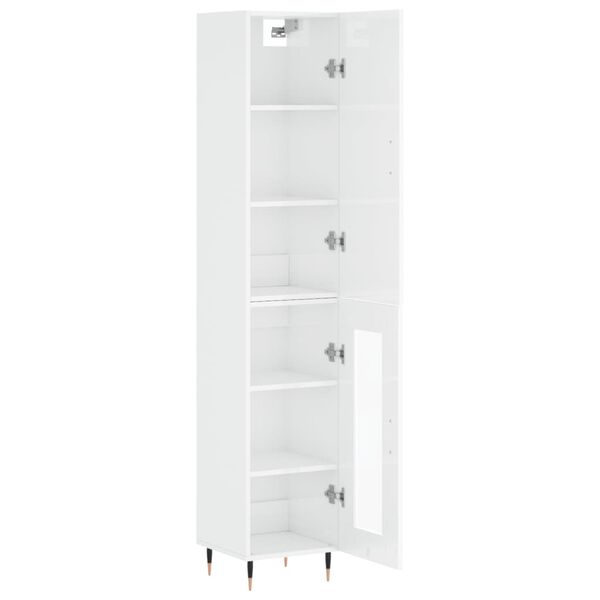 vidaXL Highboard Hochglanz-Wei&szlig; 34,5x34x180 cm Holzwerkstoff