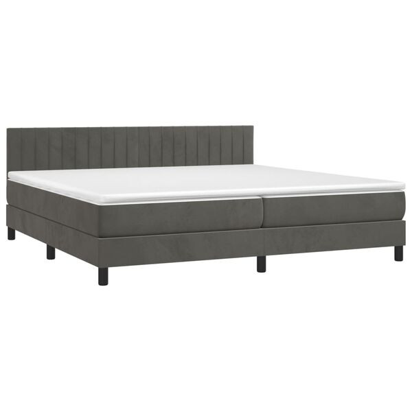 vidaXL Boxspringbett mit Matratze & LED Dunkelgrau 200x200 cm Samt