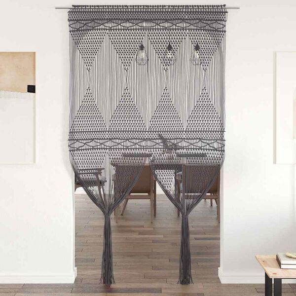 vidaXL Makramee Vorhang Anthrazit 140x240 cm Baumwolle
