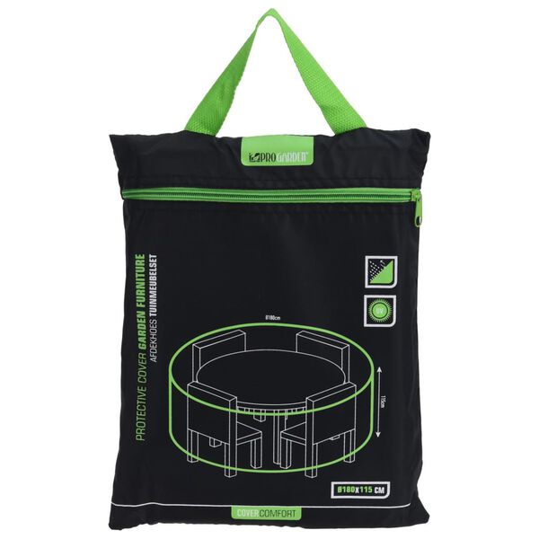 ProGarden Schutzh&uuml;lle f&uuml;r Runde Garten-Essgruppe 180x115 cm Schwarz