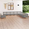 vidaXL 11-tlg. Garten-Lounge-Set Massivholz Kiefer Grau