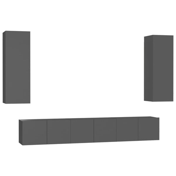 vidaXL 5-tlg. TV-Schrank-Set Grau Holzwerkstoff