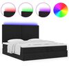 vidaXL Ottoman-Bett mit Matratzen & LEDs Schwarz 200x200 cm Stoff