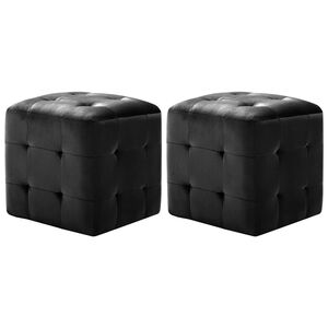 vidaXL Nachttische 2 Stk. Schwarz 30&times;30&times;30 cm Samtstoff