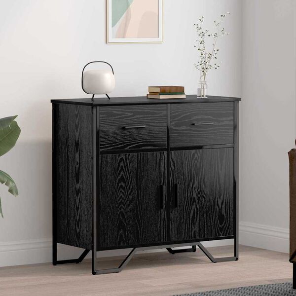 vidaXL Sideboard Schwarz Eichen-Optik 79,5 x 35,5 x 74,5 cm