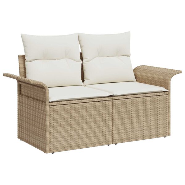 vidaXL Garten-Sofa-Set mit Speicher 9 pcs Beige Poly Rattan
