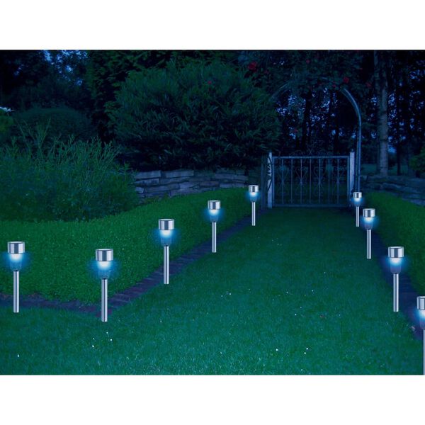 HI Gartenleuchte LED Solar 8 Stk. Edelstahl