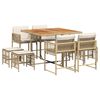 vidaXL 9-tlg. Garten-Essgruppe mit Kissen Beige Poly Rattan