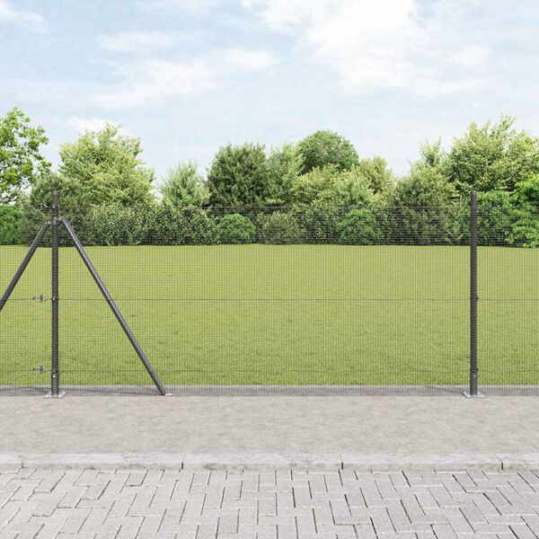 vidaXL Zaunpfosten Grau 25 x 1,4 m (25 x 25 mm Maschen) Stahl und PVC