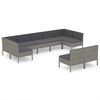 vidaXL 9-tlg. Garten-Lounge-Set mit Auflagen Poly Rattan Grau