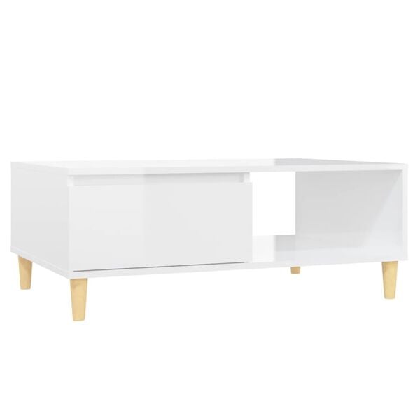 vidaXL Couchtisch Hochglanz-Wei&szlig; 90x60x35 cm Holzwerkstoff