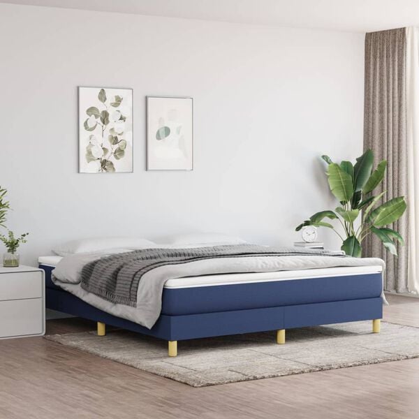 vidaXL Boxspringbett mit Matratze Blau 160x200 cm Stoff