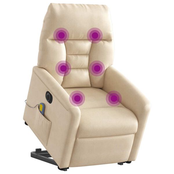 vidaXL Massagesessel Aufstehhilfe Elektrisch Beige Mikrofasergewebe