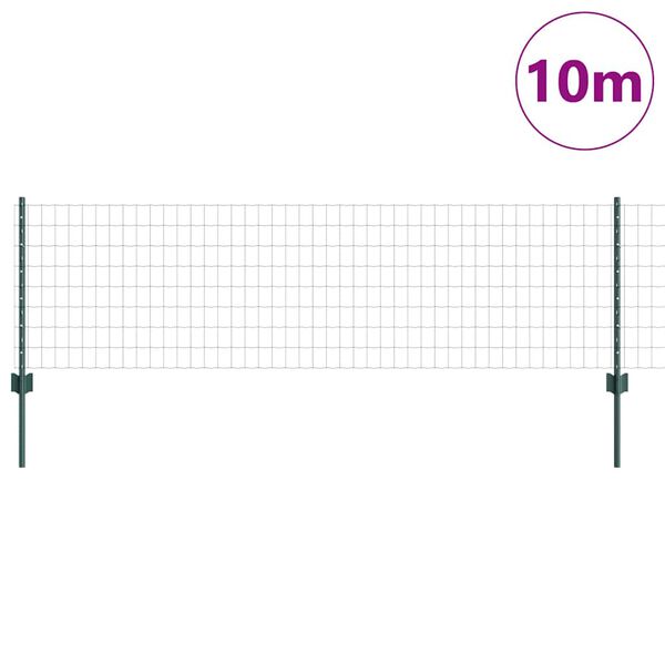 vidaXL Zaun mit Pfosten Gr&uuml;n 0,6 x 10 m Stahl und PVC