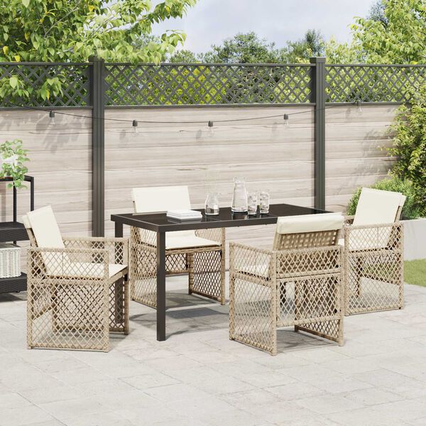 vidaXL Garten Essgruppe 5 pcs Beige Poly-Rattan