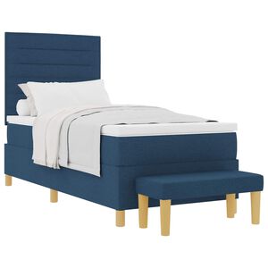 vidaXL Boxspringbett mit Kopfteil Blau 200 x 90 cm Stoff