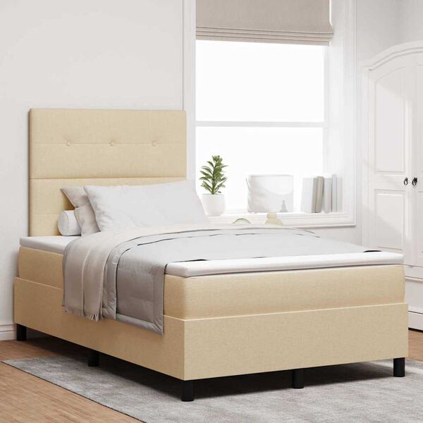 vidaXL Boxspringbett mit Matratze Creme 120 x 190 cm Stoff