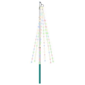 vidaXL Weihnachtsbaum-Lichterkette mit Erdspie&szlig; und Fahnenmast 180 cm