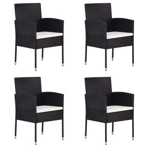 vidaXL Gartenst&uuml;hle mit Kissen in Cremewei&szlig; 4 Stk. Schwarz Polyrattan
