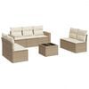 vidaXL 8-tlg. Garten-Sofagarnitur mit Kissen Beige Poly Rattan