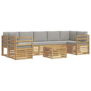 vidaXL Outdoor-Sofagarnitur 8 stk. Wei&szlig; und Hellgrau Polyester
