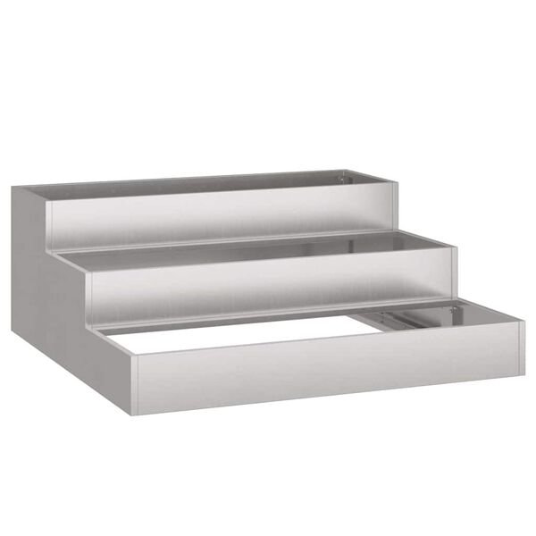 vidaXL Garten-Pflanzgef&auml;&szlig; Silber 90 x 90 x 35 cm Edelstahl