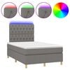 vidaXL Boxspringbett mit Matratze & LED Dunkelgrau 120x190 cm Stoff