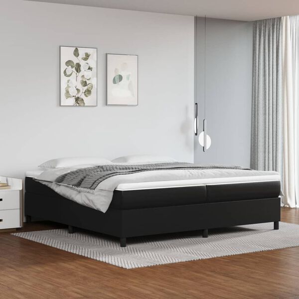 vidaXL Boxspringbett mit Matratze Schwarz 200x200 cm Kunstleder