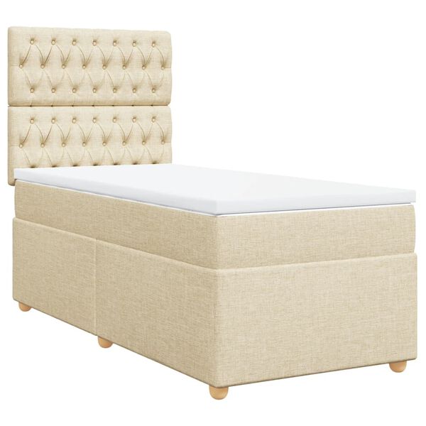 vidaXL Boxspringbett mit Matratze Creme 100x200 cm Stoff